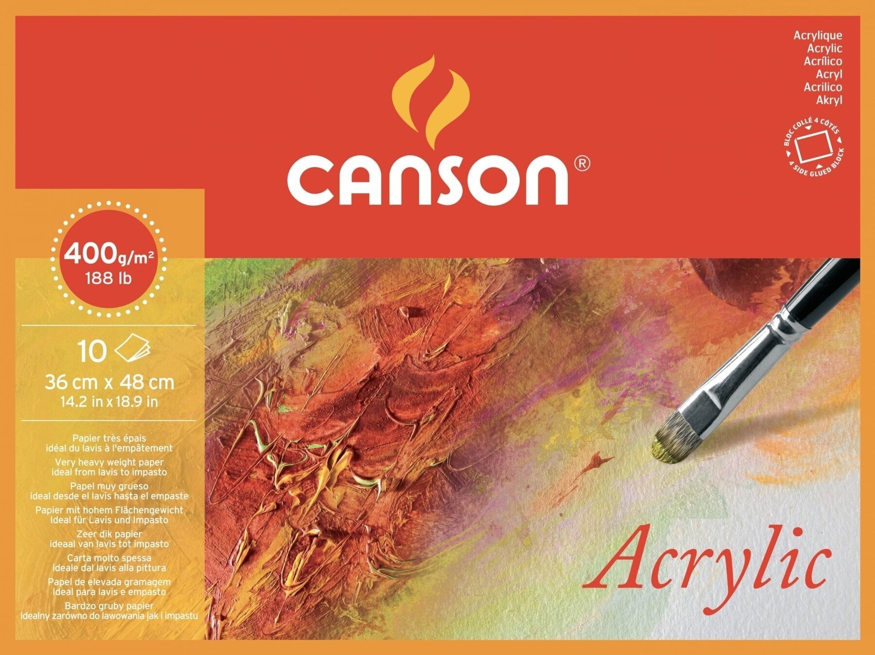 Sketchbook Canson Pad Acrylique Cold Pressed 32 x 24 cm 400 g Natural White Sketchbook