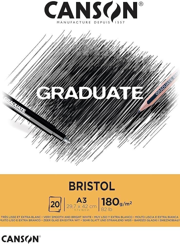 Carnet de croquis Canson Pad Graduate Bristol A3 180 g Carnet de croquis