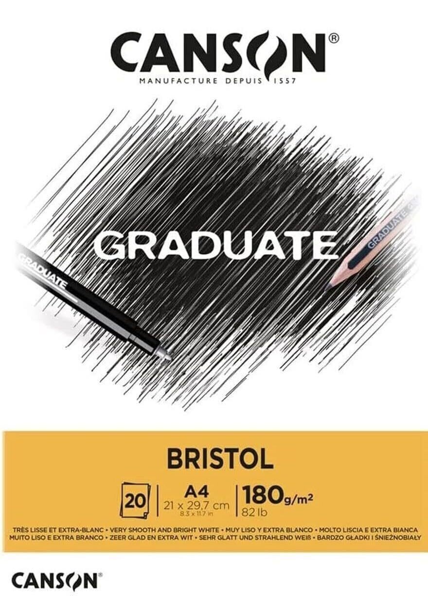 Schetsboek Canson Pad Graduate Bristol A4 180 g Schetsboek