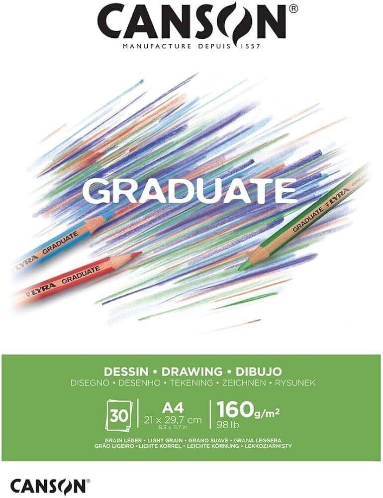 Скицник Canson Pad Graduate Drawing White Paper A4 160 g White Скицник