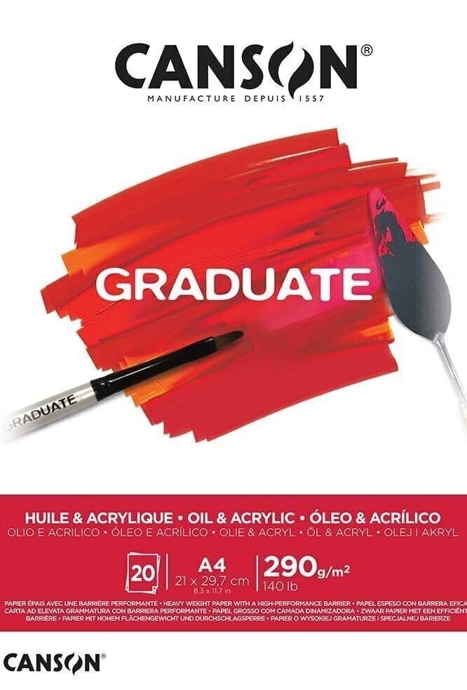 Skizzenbuch Canson Pad Graduate Huile & Acrylique A4 290 g Skizzenbuch
