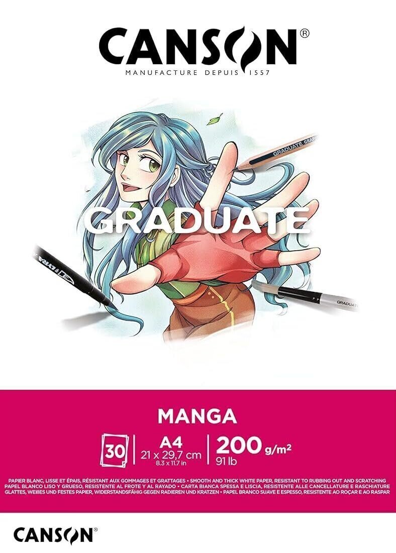 Vázlattömb Canson Pad Graduate Manga A4 200 g Vázlattömb