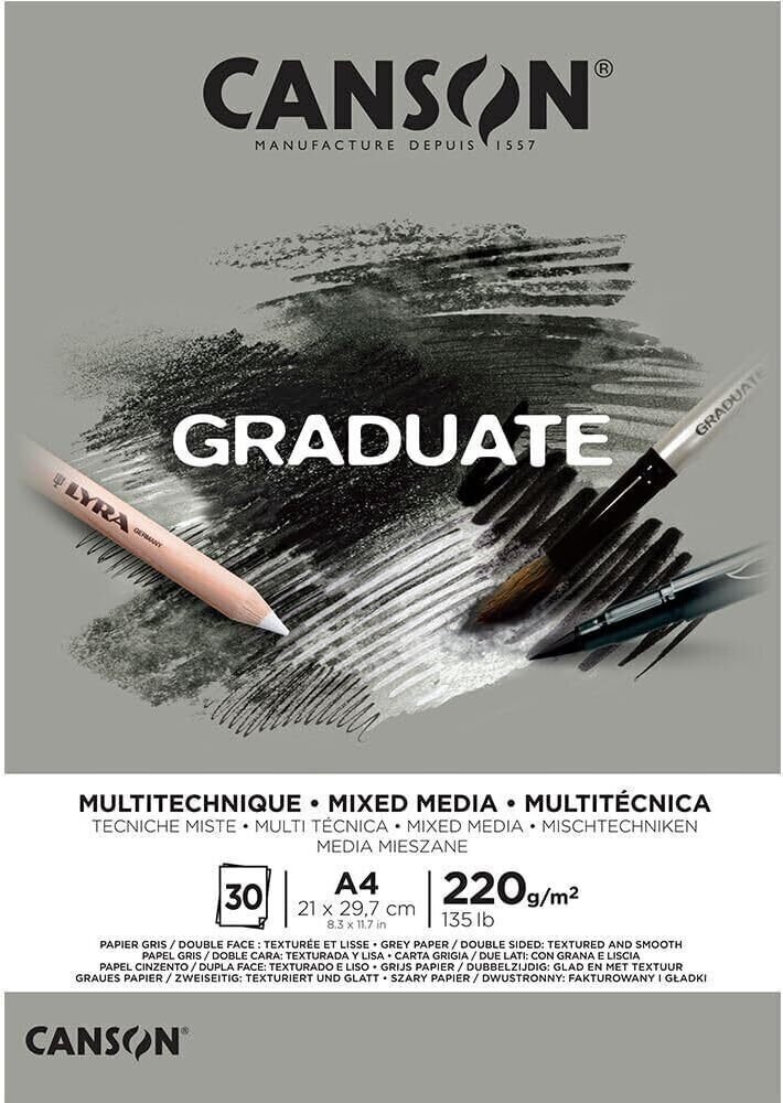 Szkicownik Canson Pad Graduate Mixed Media A4 220 g Grey Szkicownik