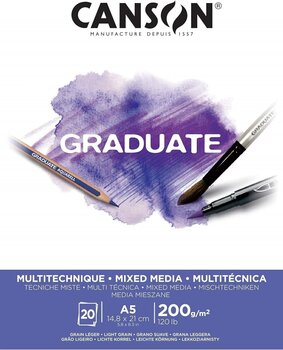 Schetsboek Canson Pad Graduate Mixed Media A5 200 g White Schetsboek - 1