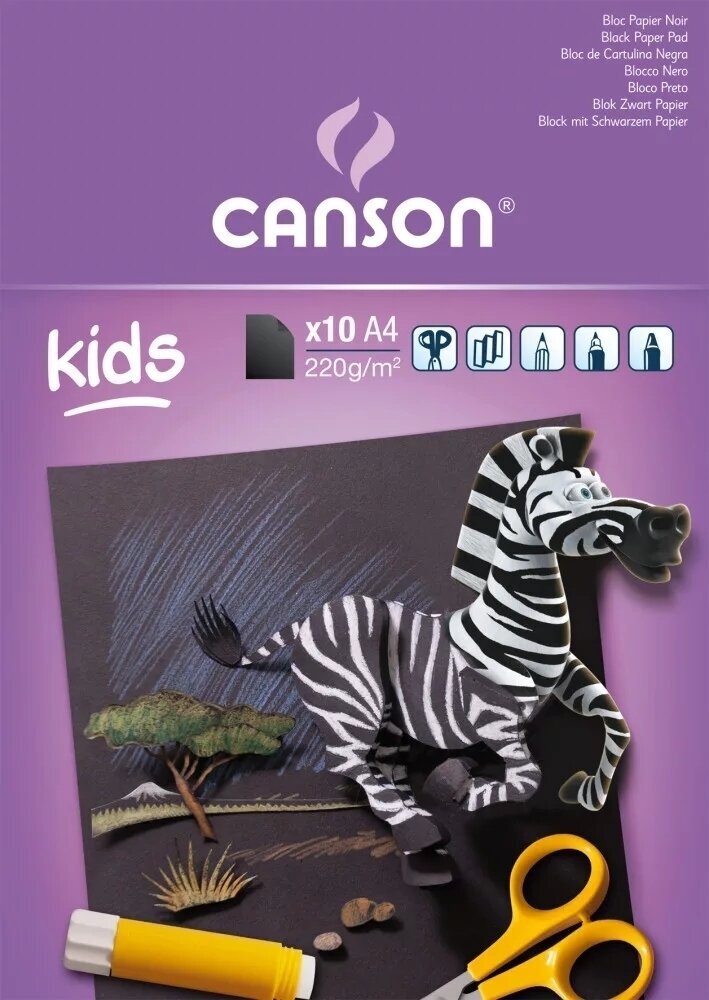 Schetsboek Canson Pad Kids Black Creation A4 220 g Schetsboek