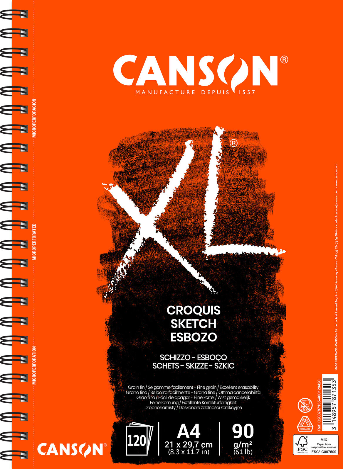 Livro de desenho Canson Sp Long Side XL A4 90 g Livro de desenho