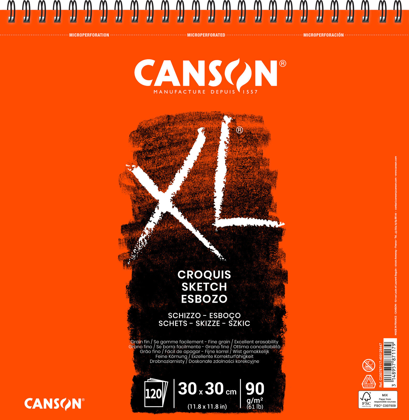 Skissbok Canson Sp XL Sketch 30 x 30 cm 90 g Skissbok