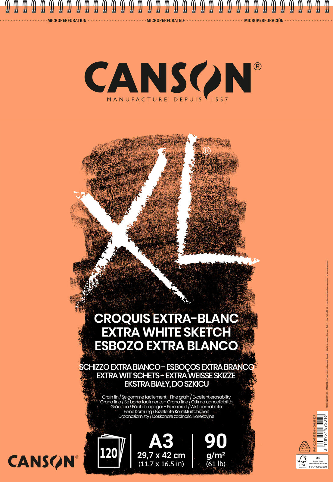 Carnete de Schițe Canson Sp XL Sketch A3 90 g White Carnete de Schițe