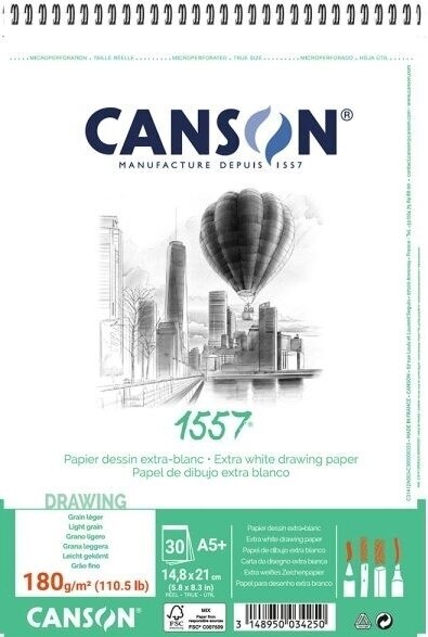 Blok za skiciranje Canson Sp 1557 Drawing A5 180 g Blok za skiciranje