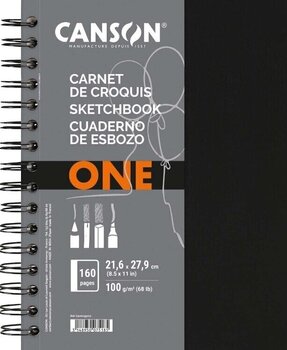 Carnete de Schițe Canson Book Spiral-Bound Short Side One 27,9 x 21,6 cm 100 g Portrait Carnete de Schițe - 1