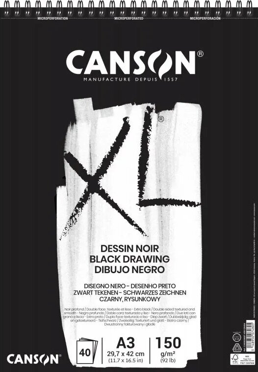Carnete de Schițe Canson Sp XL Dessin A3 150 g Black Carnete de Schițe