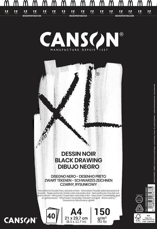Vázlattömb Canson Sp XL Dessin A4 150 g Black Vázlattömb