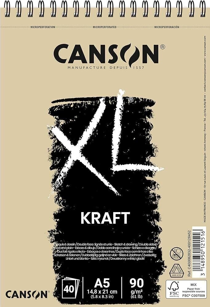 Luonnosvihko Canson Sp XL Kraft A5 90 g Luonnosvihko