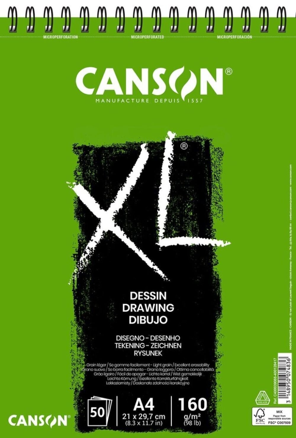Blok za skiciranje Canson Sp XL Drawing A4 160 g Blok za skiciranje