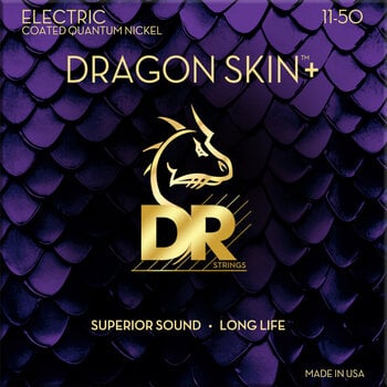 Cordes pour guitares électriques DR Strings Dragon Skin+ Coated Heavy 11-50 Cordes pour guitares électriques - 1