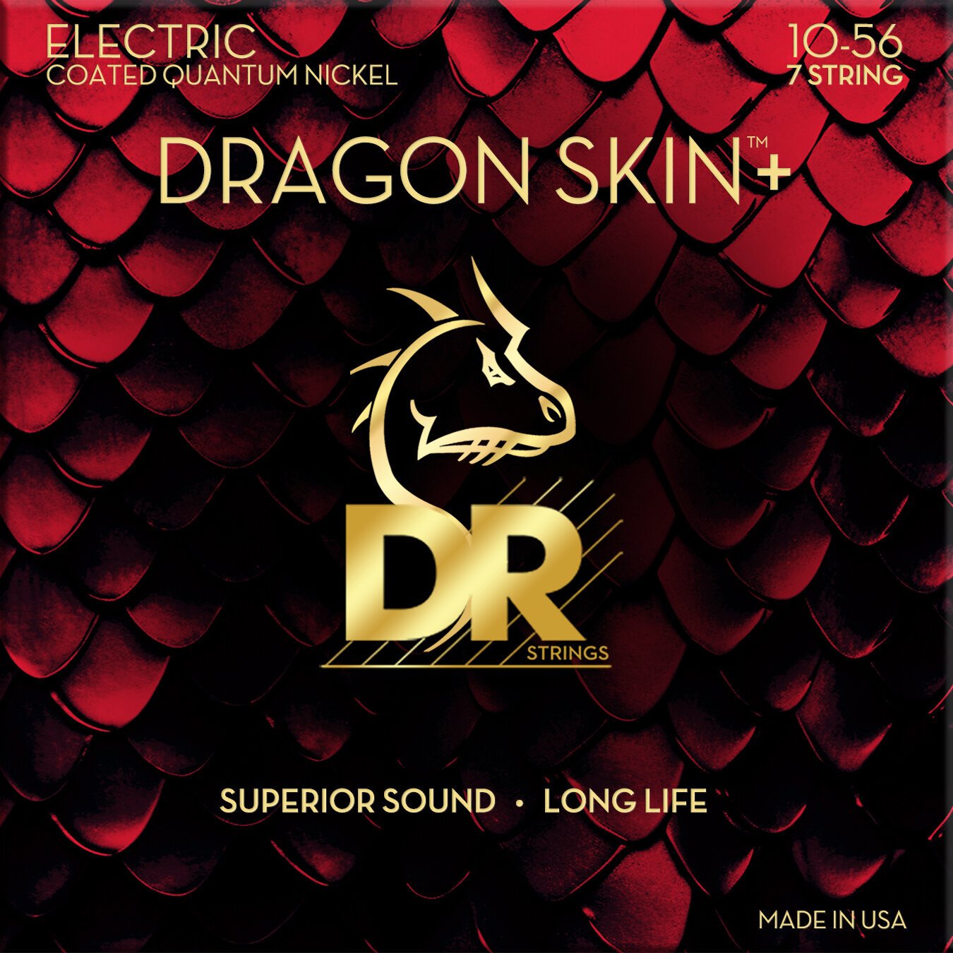 E-guitar strings DR Strings Dragon Skin+ Coated 7 string Medium 10-56 E-guitar strings