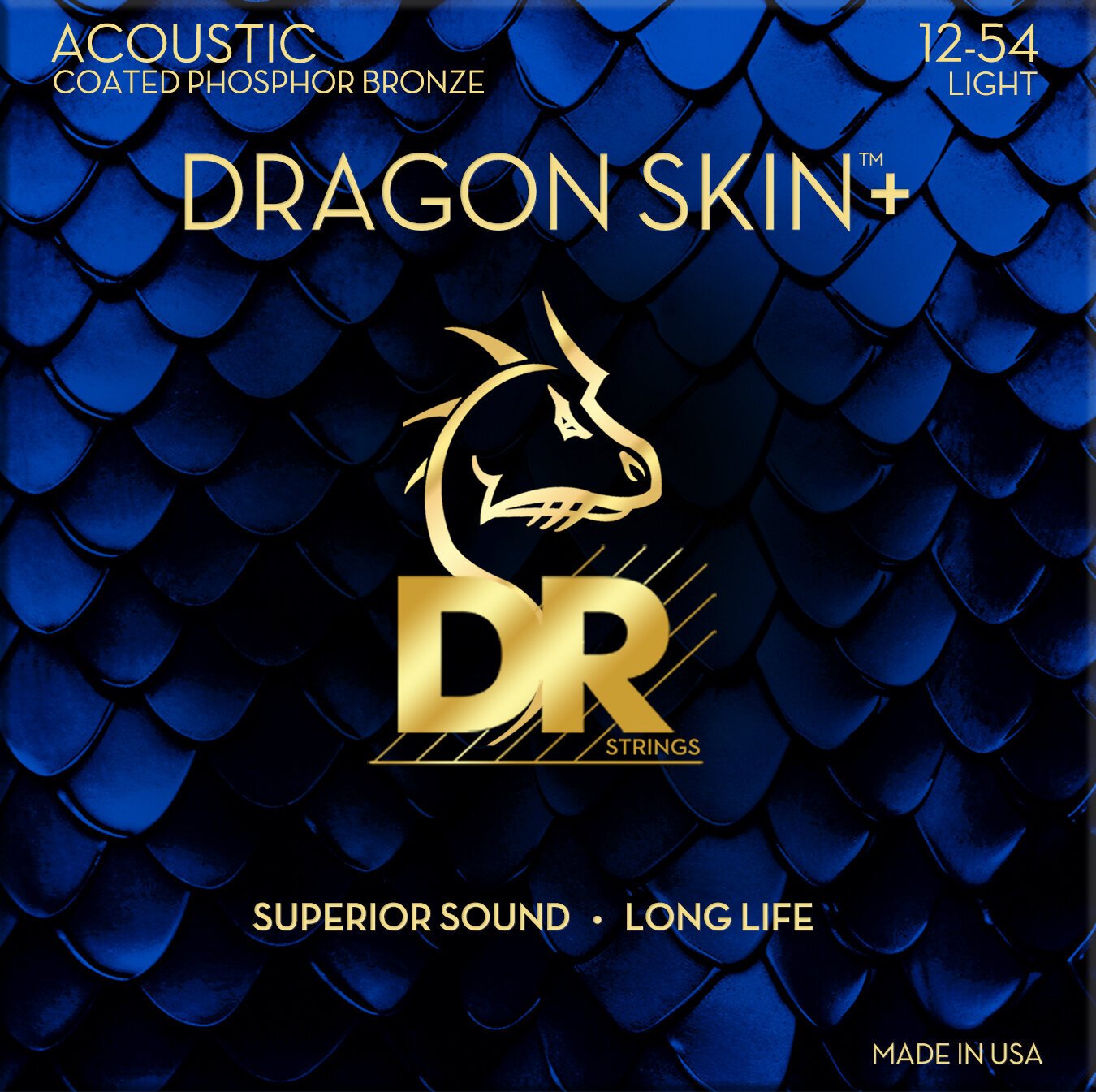 Struny pro akustickou kytaru DR Strings Dragon Skin+ Coated Phosphor Bronze Light 12-54 Struny pro akustickou kytaru