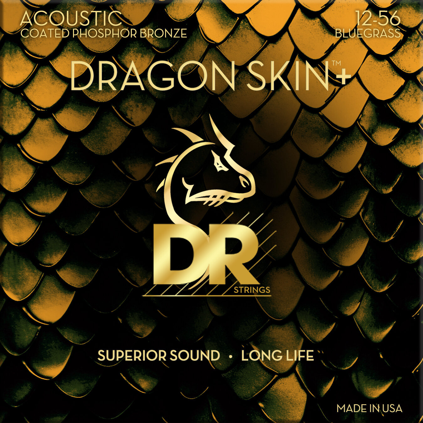 Χορδές για Ακουστική Κιθάρα DR Strings Dragon Skin+ Coated Phosphor Bronze Bluegrass 12-56 Χορδές για Ακουστική Κιθάρα