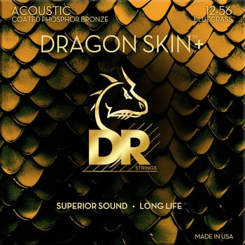 Gitarrsträngar DR Strings Dragon Skin+ Coated Phosphor Bronze Bluegrass 12-56 Gitarrsträngar - 1