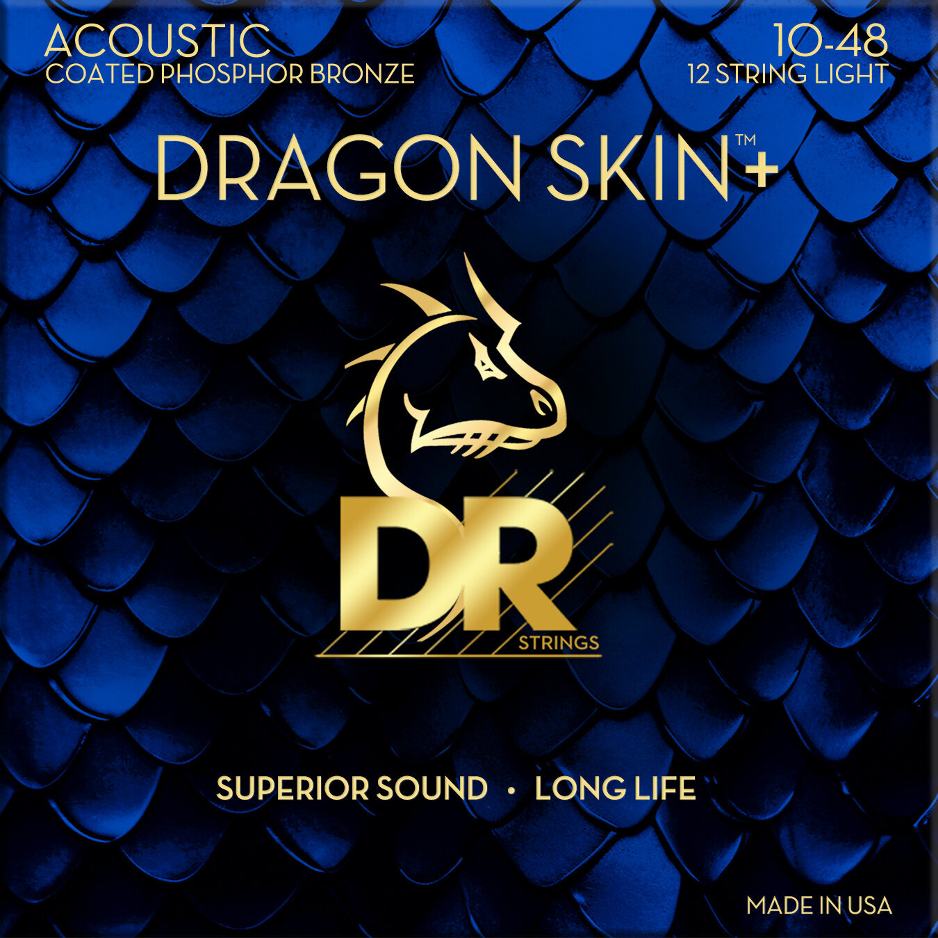 Cuerdas de guitarra DR Strings Dragon Skin+ Coated Phosphor Bronze 12-String Light 10-48 Cuerdas de guitarra