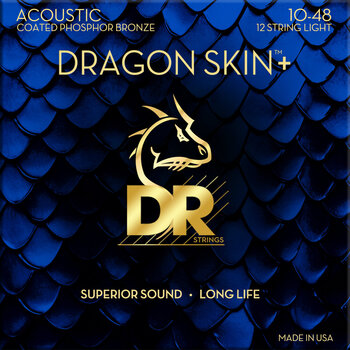 Χορδές για Ακουστική Κιθάρα DR Strings Dragon Skin+ Coated Phosphor Bronze 12-String Light 10-48 Χορδές για Ακουστική Κιθάρα - 1