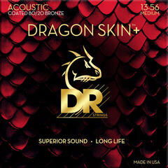 Struny pre akustickú gitaru DR Strings Dragon Skin+ Coated 80/20 Medium 13-56 Struny pre akustickú gitaru