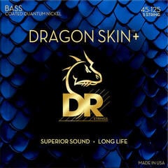 Snaren voor 5-snarige basgitaar DR Strings Dragon Skin+ Coated Nickel 5-String Medium 45-125 Snaren voor 5-snarige basgitaar