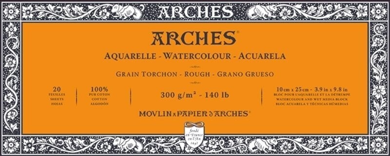 Carnet de croquis Arches Watercolour Rough Block Natural White 25 x 10 cm 300 g Carnet de croquis