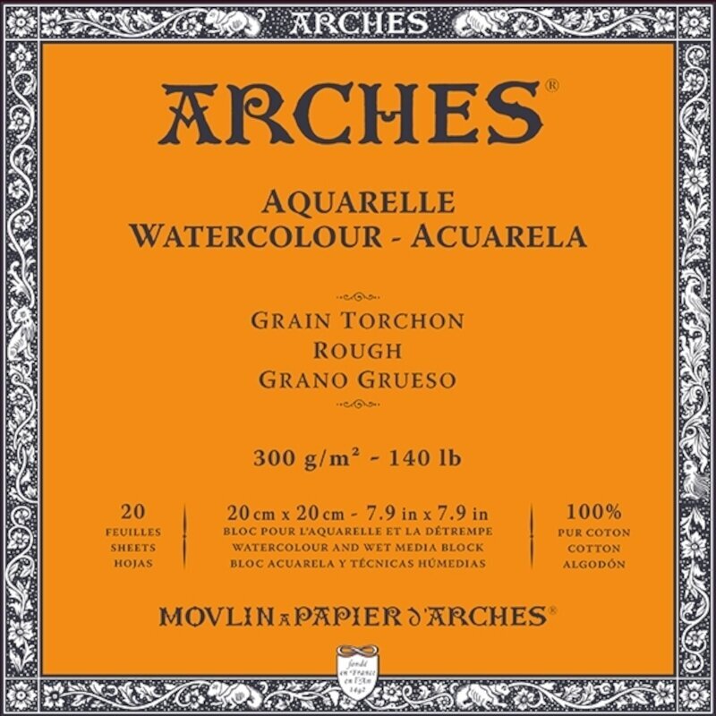 Schetsboek Arches Watercolour Rough Block Natural White 20 x 20 cm 300 g Schetsboek