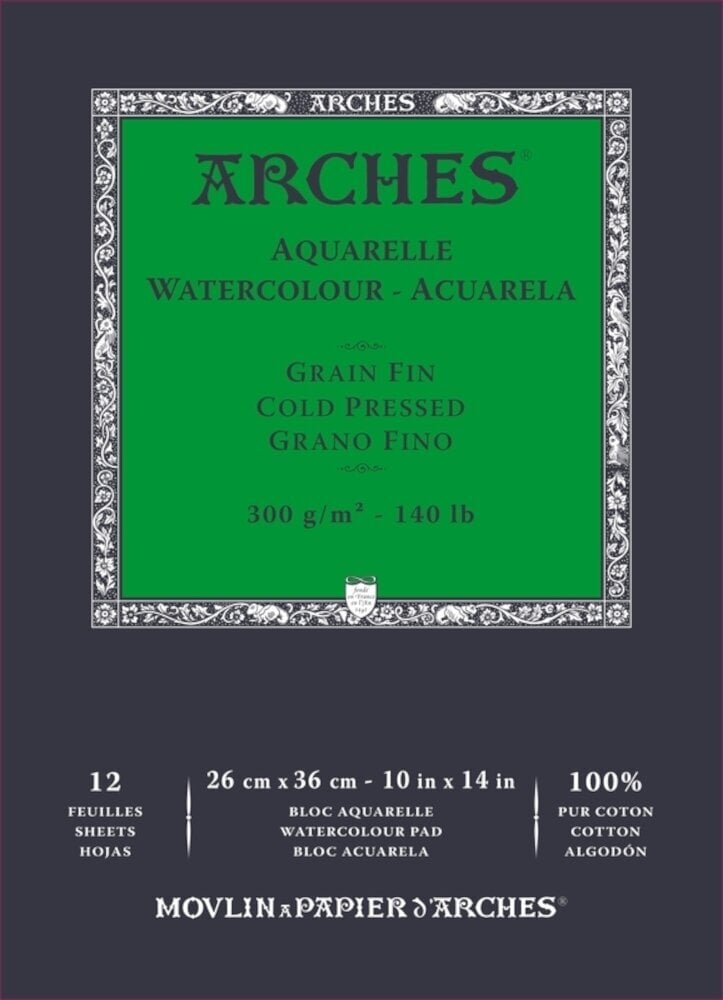 Schetsboek Arches Watercolour Cold Pressed Pad Natural White 36 x 26 cm 300 g Schetsboek