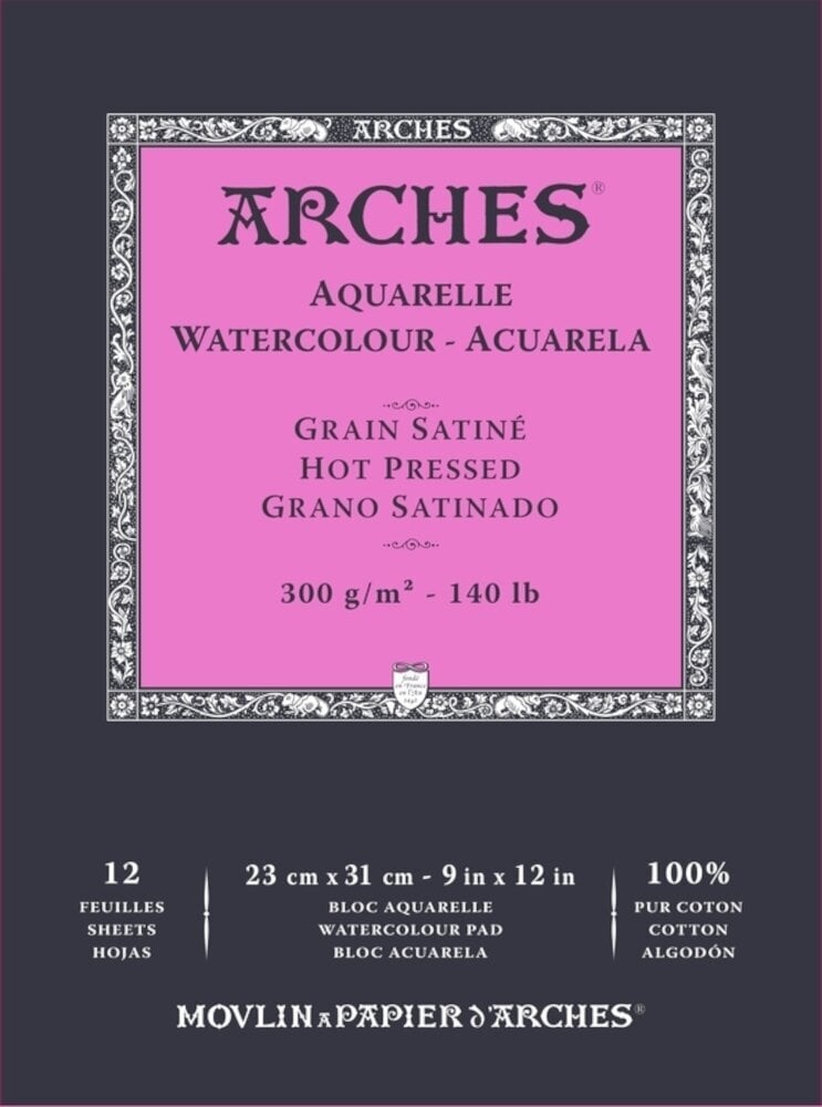 Carnet de croquis Arches Watercolour Hot Pressed Pad Natural White 31 x 23 cm 300 g Carnet de croquis