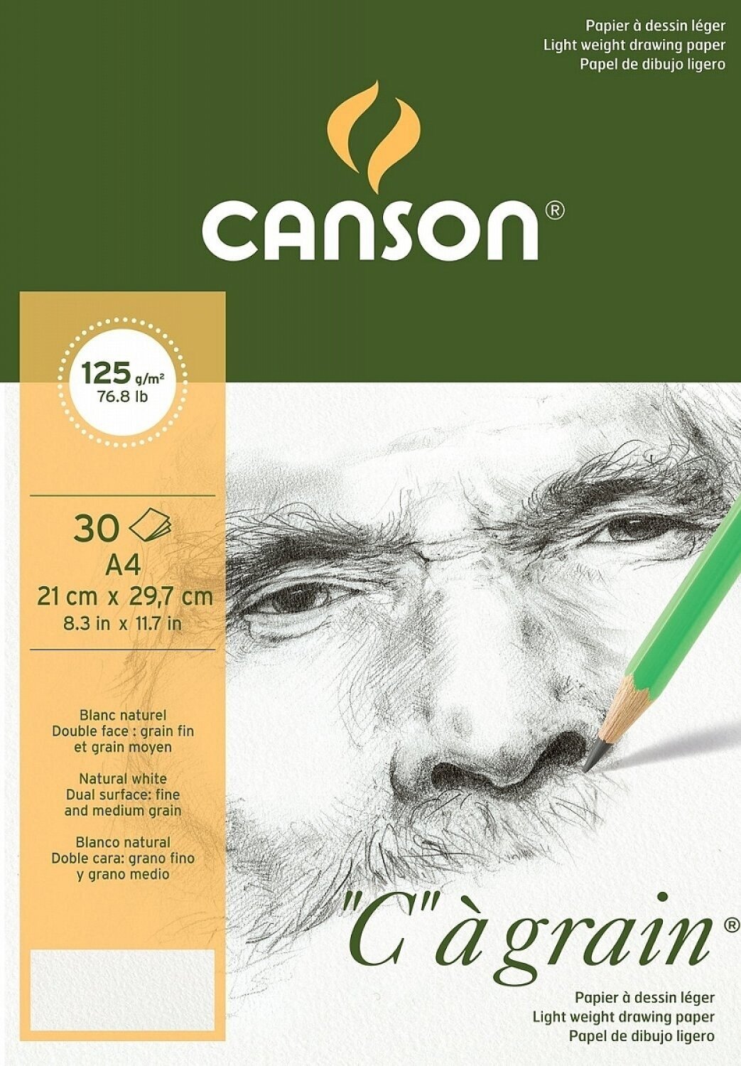 Schetsboek Canson Pad Càgrain A4 125 g White Schetsboek