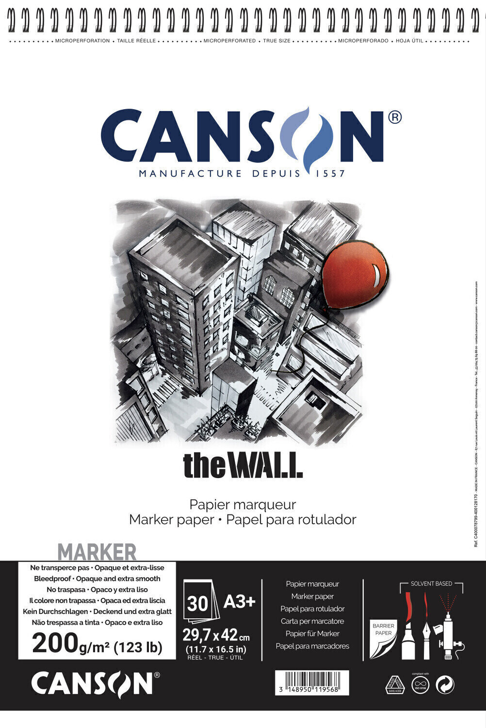 Skicář Canson Sp The Wall 43,7 x 29,7 cm 200 g White Skicář