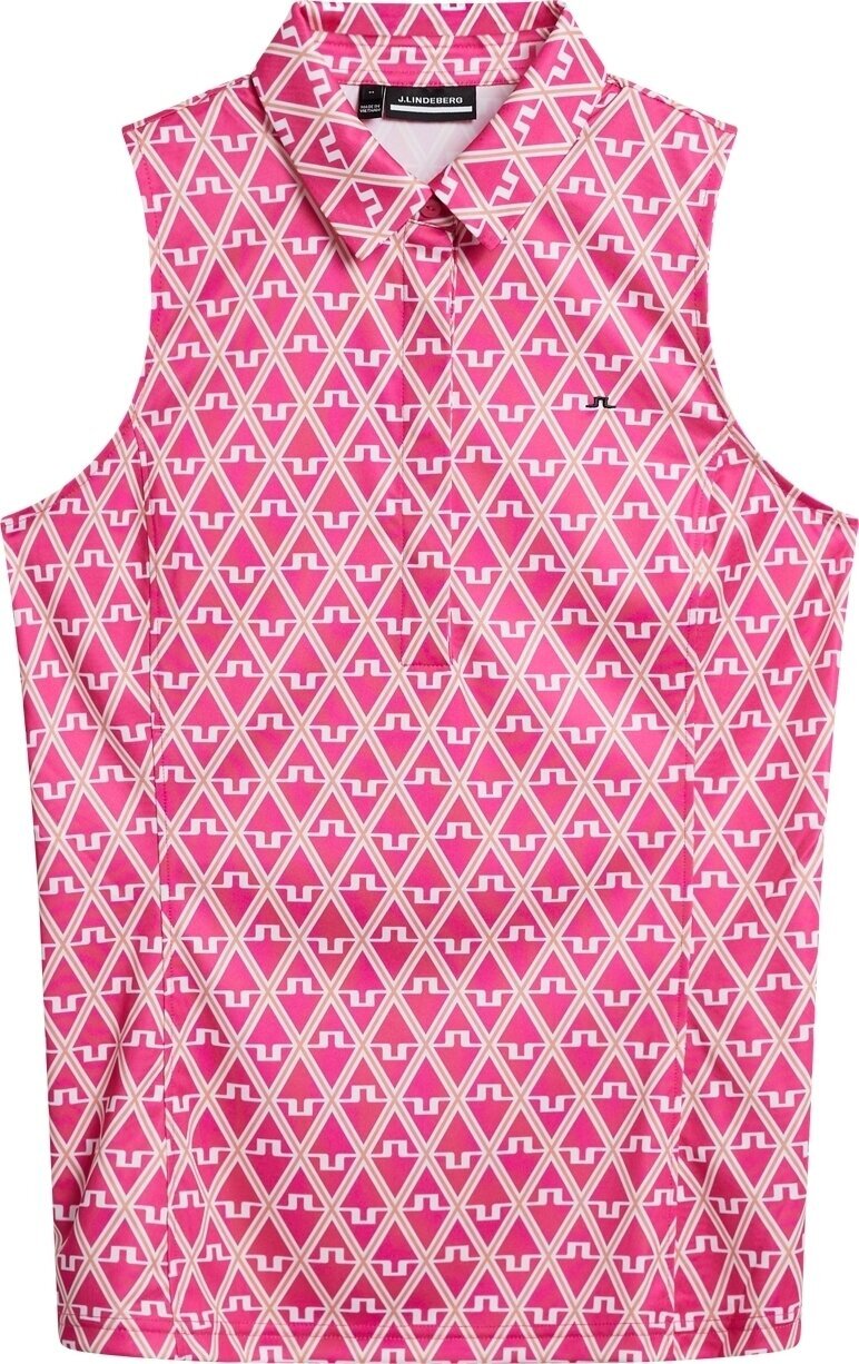 Polo Shirt J.Lindeberg Dena Print Sleeveless Golf Fuchsia Purple XS Polo Shirt