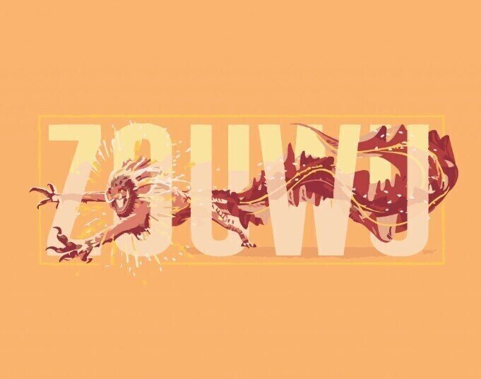 Malowanie po numerach Zuty Malowanie po numerach Ilustracja przedstawiająca Zouwu (Fantastyczne Zwierzęta)