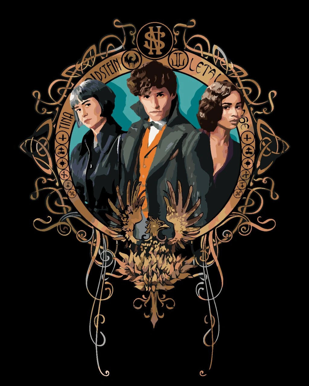 Peinture par numéros Zuty Peinture par numéros Portrait de Newt Scamander, Leta Lestrange et Porpentina Goldstein (Les Animaux Fantastiques)