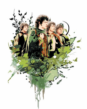 Schilderen op nummer Zuty Schilderen op nummer Geschilderde Frodo en de hobbits (Lord of the Rings) - 1