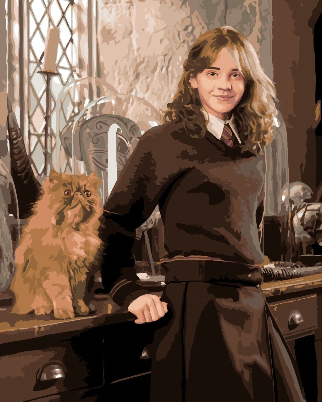 Painting by Numbers Zuty Painting by Numbers Hermione And Croockshanks In The Classroom (Harry Potter)