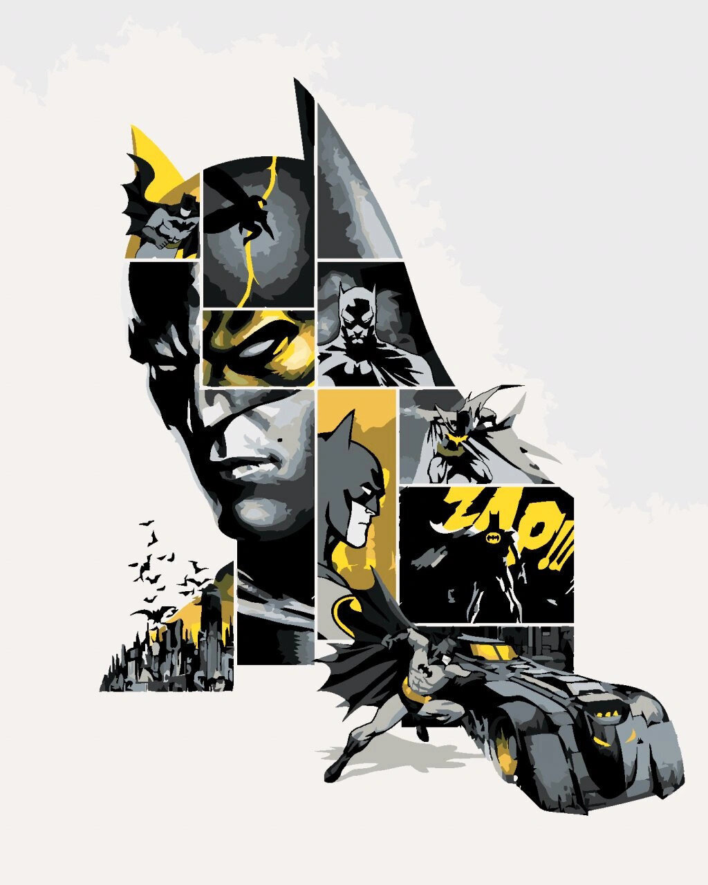 Peinture par numéros Zuty Peinture par numéros Batman en gris-jaune