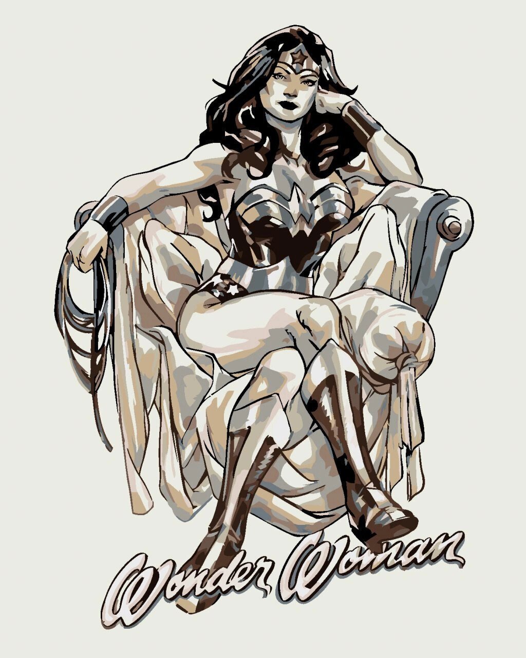 Painting by Numbers Zuty Painting by Numbers Wonder Woman Black And White Poster