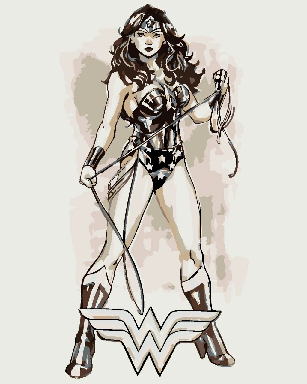 Malowanie po numerach Zuty Malowanie po numerach Czarno-biały plakat Wonder Woman II