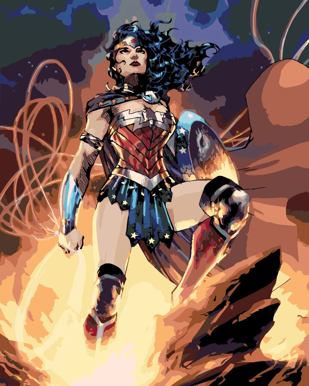 Maľovanie podľa čísel Zuty Maľovanie podľa čísel Wonder Woman na útese