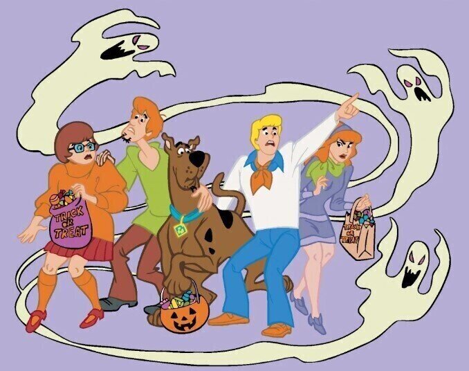 Peinture par numéros Zuty Peinture par numéros Mystères S.R.O. et des fantômes à Halloween (Scooby Doo)