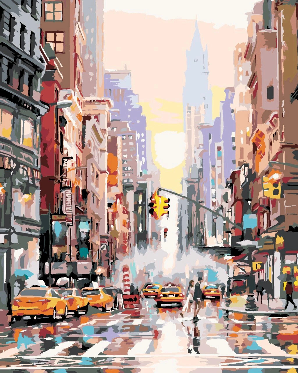 Schilderen op nummer Zuty Schilderen op nummer New York Street en Yellow Cabs (Richard Macneil)
