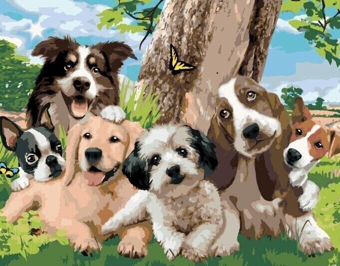 Pintura por números Zuty Pintura por números Dogs By A Tree In The Meadow (Howard Robinson)