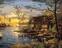 Peinture par numéros Zuty Peinture par numéros Jetée et chalet au bord du lac et du coucher du soleil (Abraham Hunter)