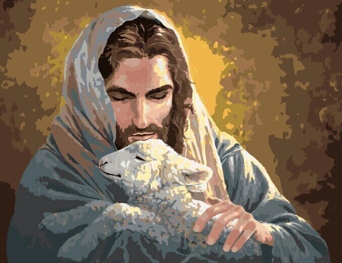 Peinture par numéros Zuty Peinture par numéros Jésus et l'agneau (Abraham Hunter)