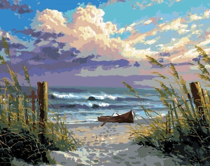 Pintura por números Zuty Pintura por números A Boat On The Beach And The Sea (Abraham Hunter)