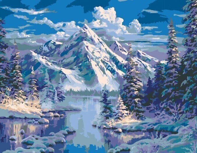 Malování podle čísel Zuty Malování podle čísel Řeka a hory v zimě (Abraham Hunter)