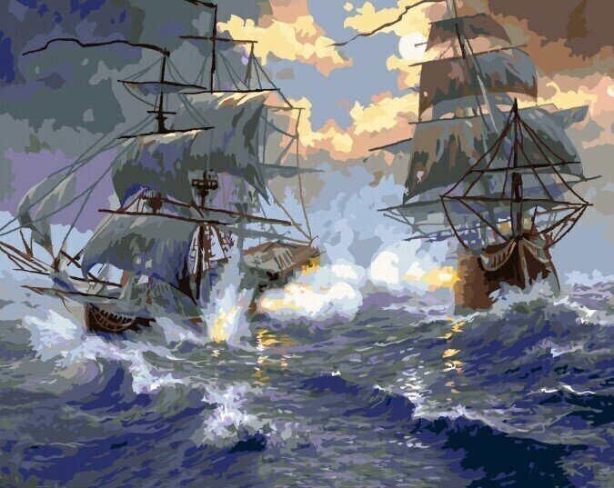 Pintura por números Zuty Pintura por números Battle Of The Boats On A Stormy Sea (Abraham Hunter)